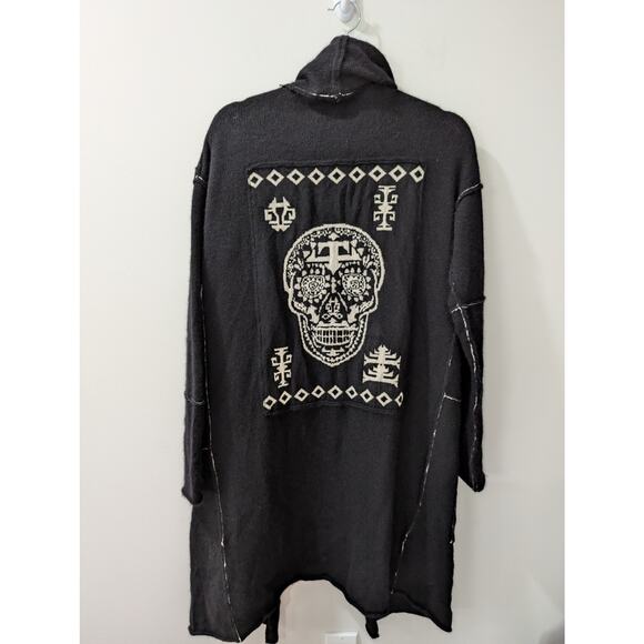 Skull Cashmere Open Front Cardigan Sweater - Picture 2 of 6